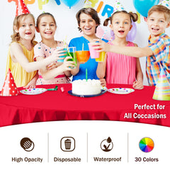 Premium Round Red Plastic Table Cover - 84 in. | Case of 96