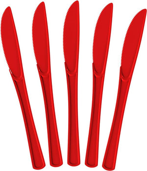 Heavy Duty Red Plastic Knives - 7.75 in. | 100 Count