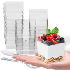 Clear Tall Square Mousse Cup | 8 Count