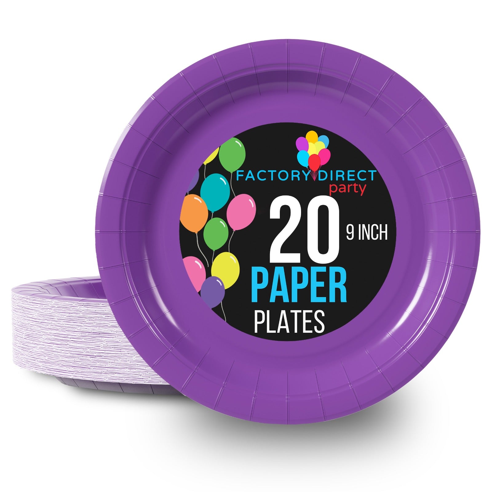 9 In. Purple Paper Plates | 20 Count