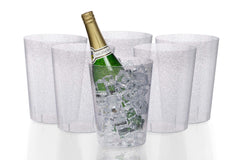 Clear and Silver Sparkle Ice Bucket | 48 Count