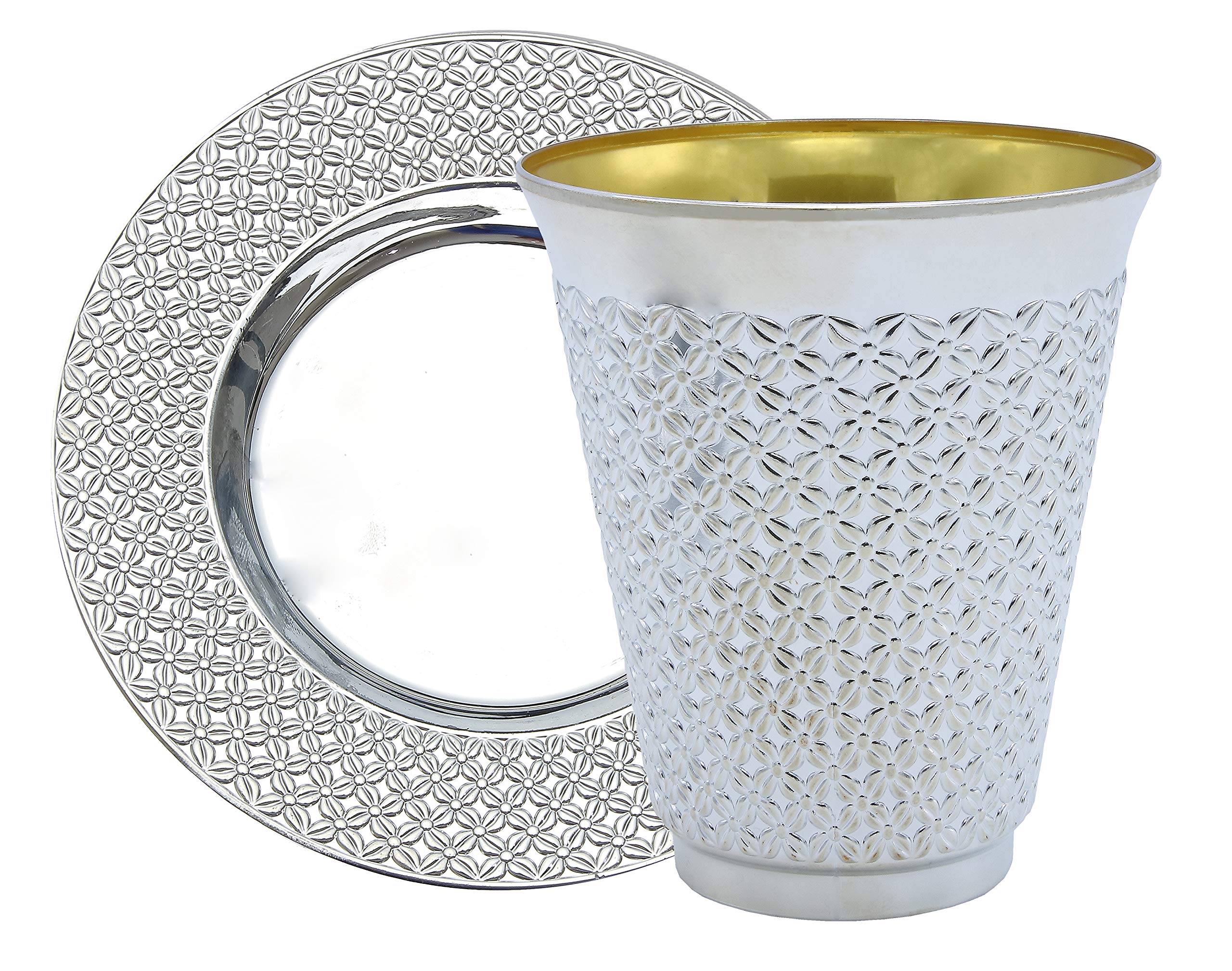 Silver Kiddush Cup and Saucer Set (50)