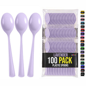 Heavy Duty Lavender Plastic Spoons | 7 in. | 100 Count