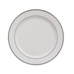 10.25 In. White/ Silver Line Design Plates | 10 Count