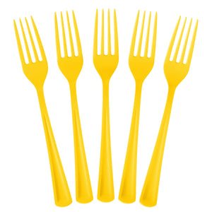 Heavy Duty Yellow Plastic Forks - 7.5 in. | 100 Count