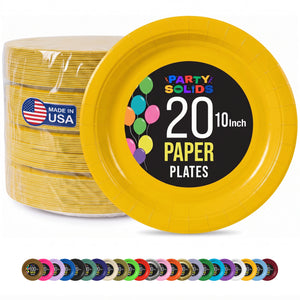 10 In. Yellow Paper Plates - 20 Ct.