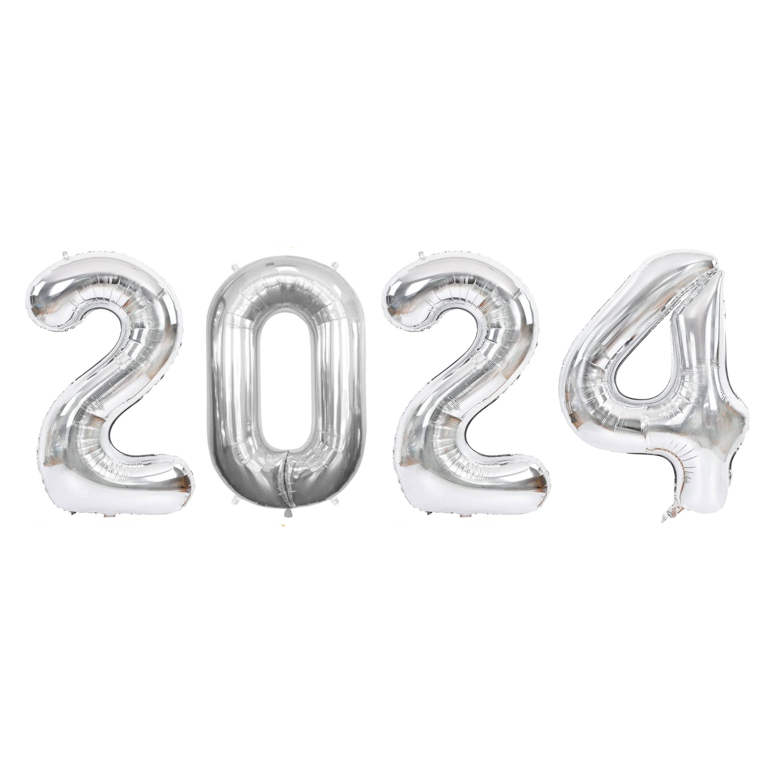 Silver 2024 New Year's Eve Number Balloons - 34 In.
