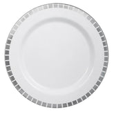 10.25 In. White/Silver Slit Design Plates | 10 Count