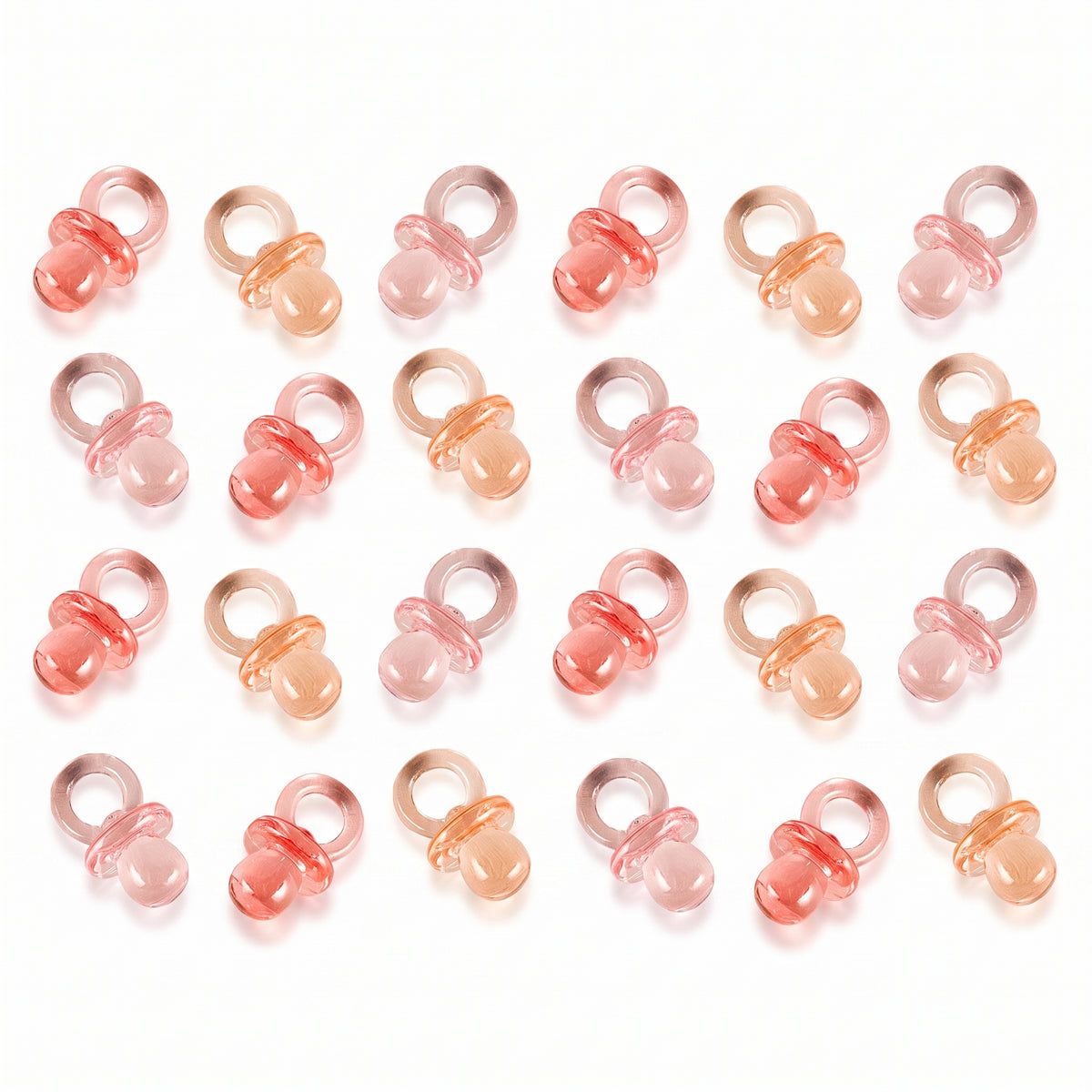 Mini Pacifier Baby Shower Favor Charms, Pink, 24-Pack