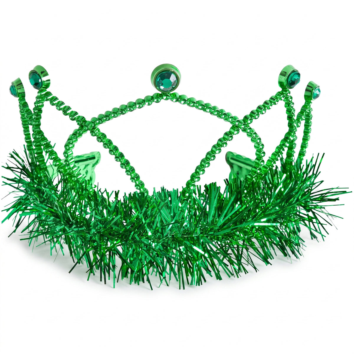 Festive Green Tinsel Trim Tiara for Team Spirit