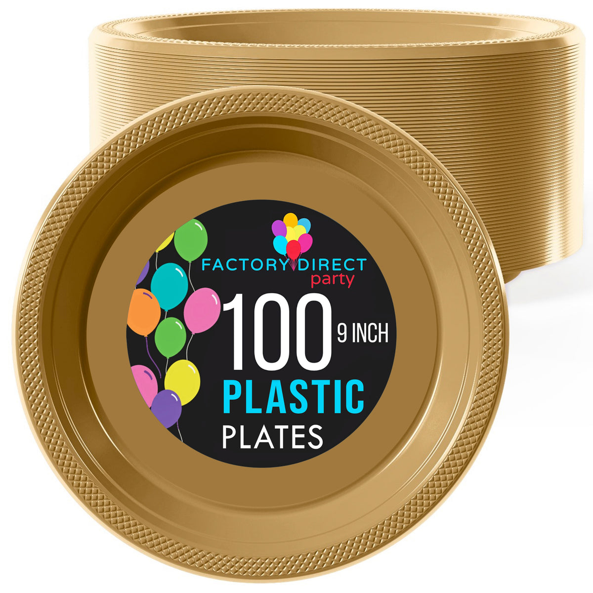 9 In. Gold Plastic Plates | 100 Count