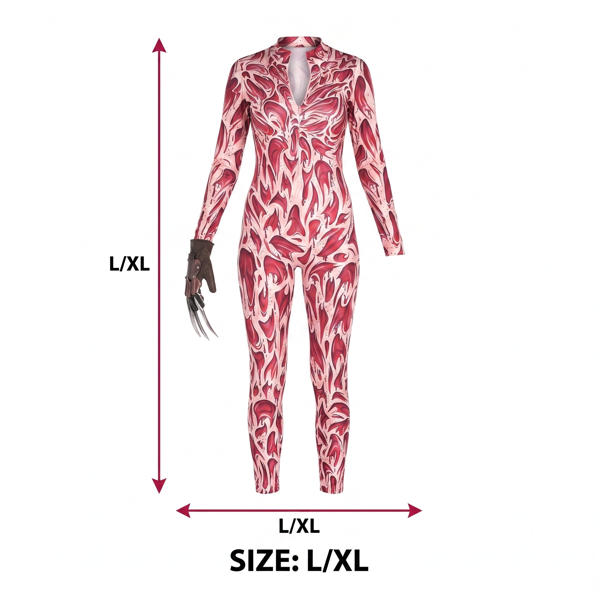 Zombie Scarred Catsuit Costume - L/XL