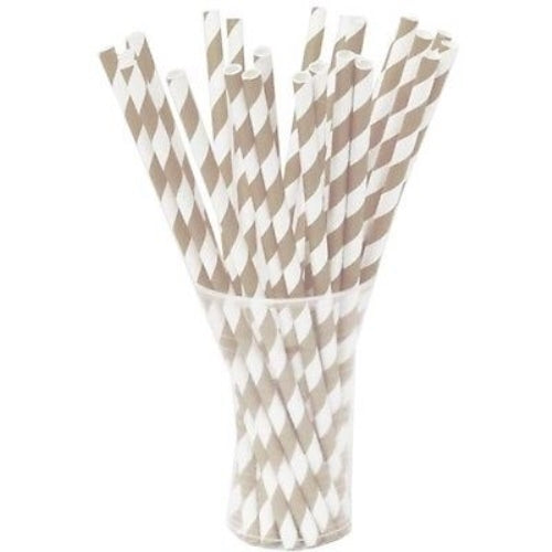 Silver Striped Paper Straws - 7.75 in. | 100 Count