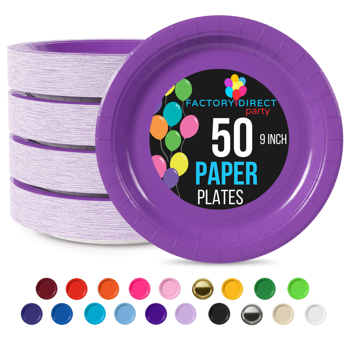 9 In. Purple Paper Plates - 50 Ct.