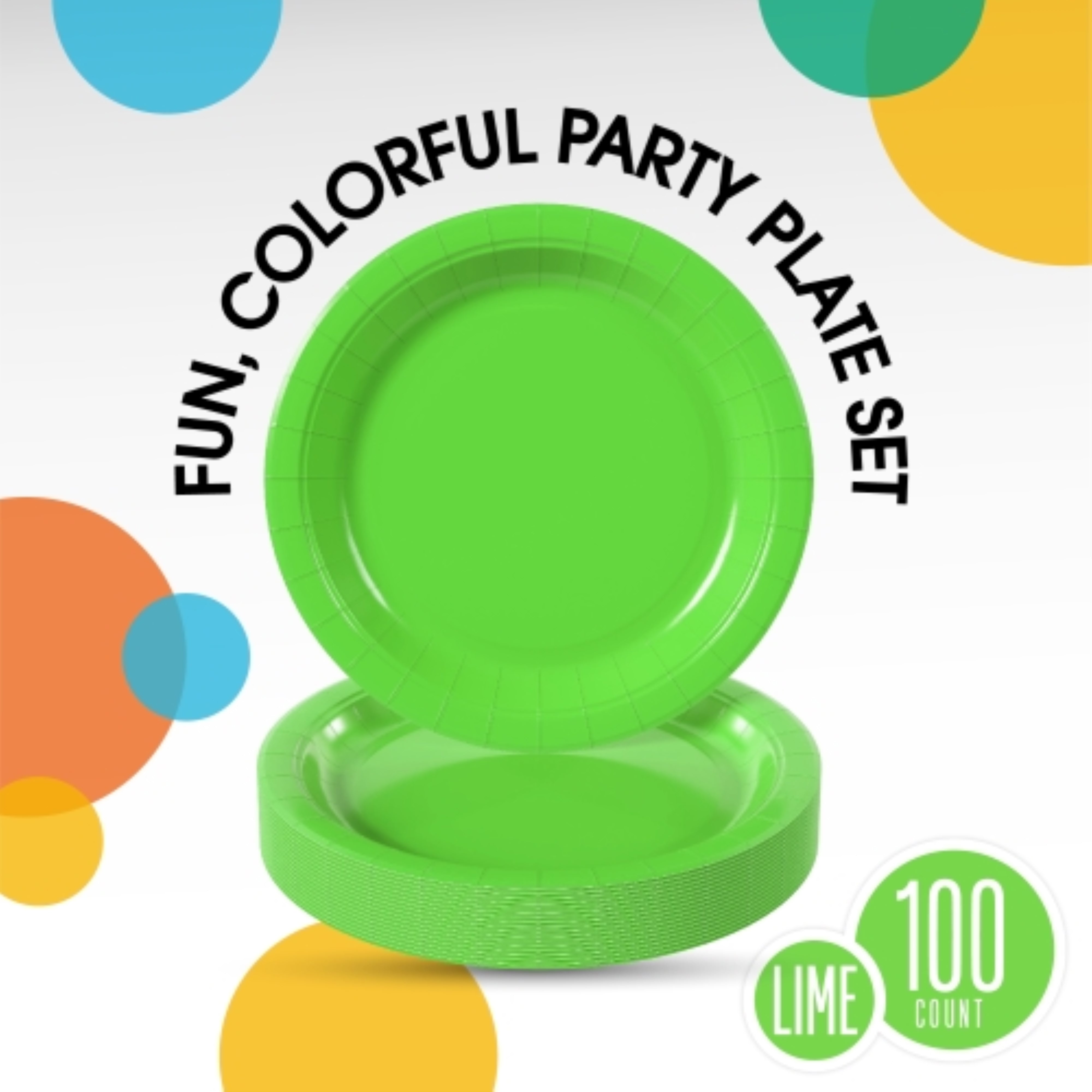 9 In. Lime Green Plastic Plates | 100 Count