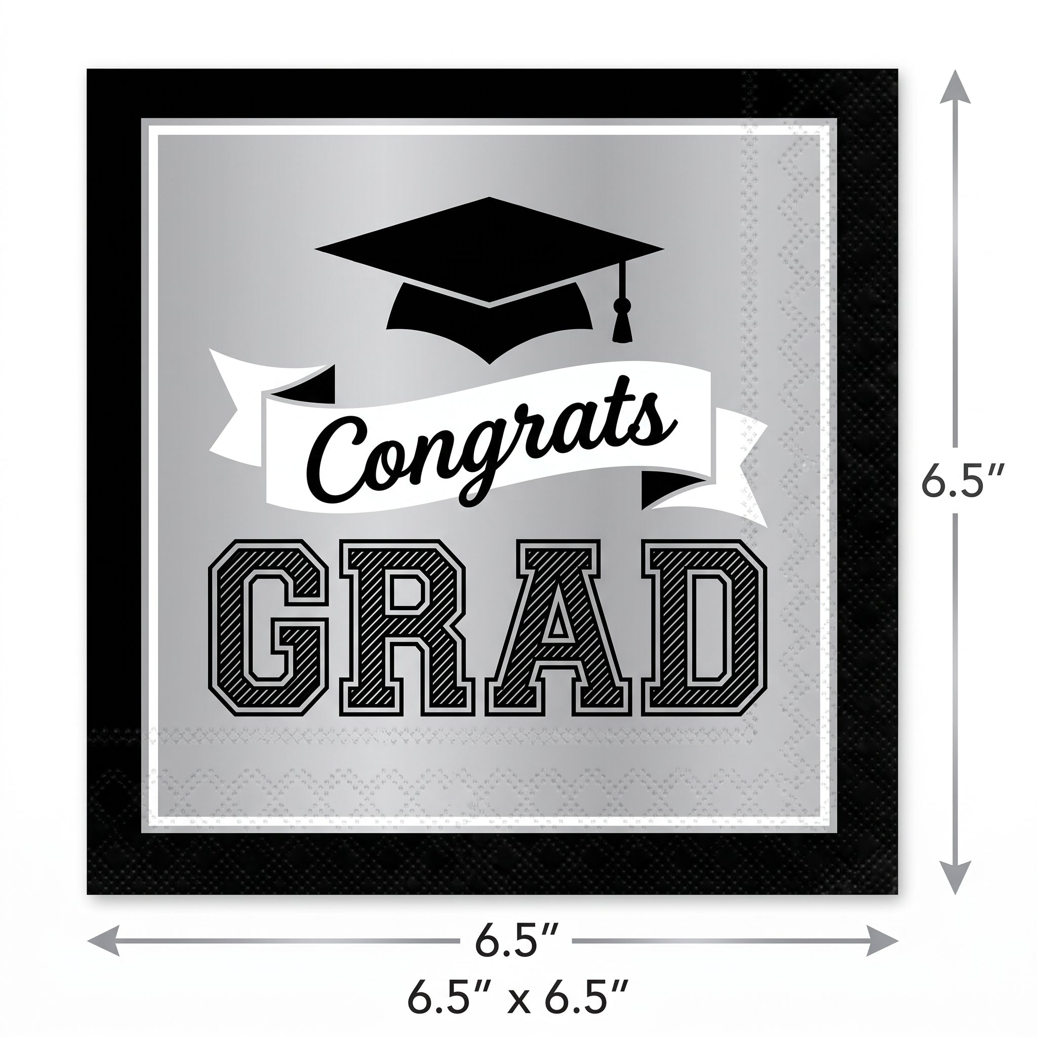 True to Your School Graduation Lunch Napkins - 6.5 In. x 6.5 In. - Silver, 40 Pack
