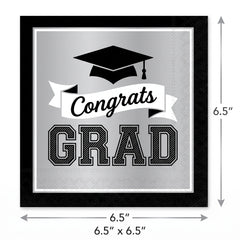 True to Your School Graduation Lunch Napkins - 6.5 In. x 6.5 In. - Silver, 40 Pack