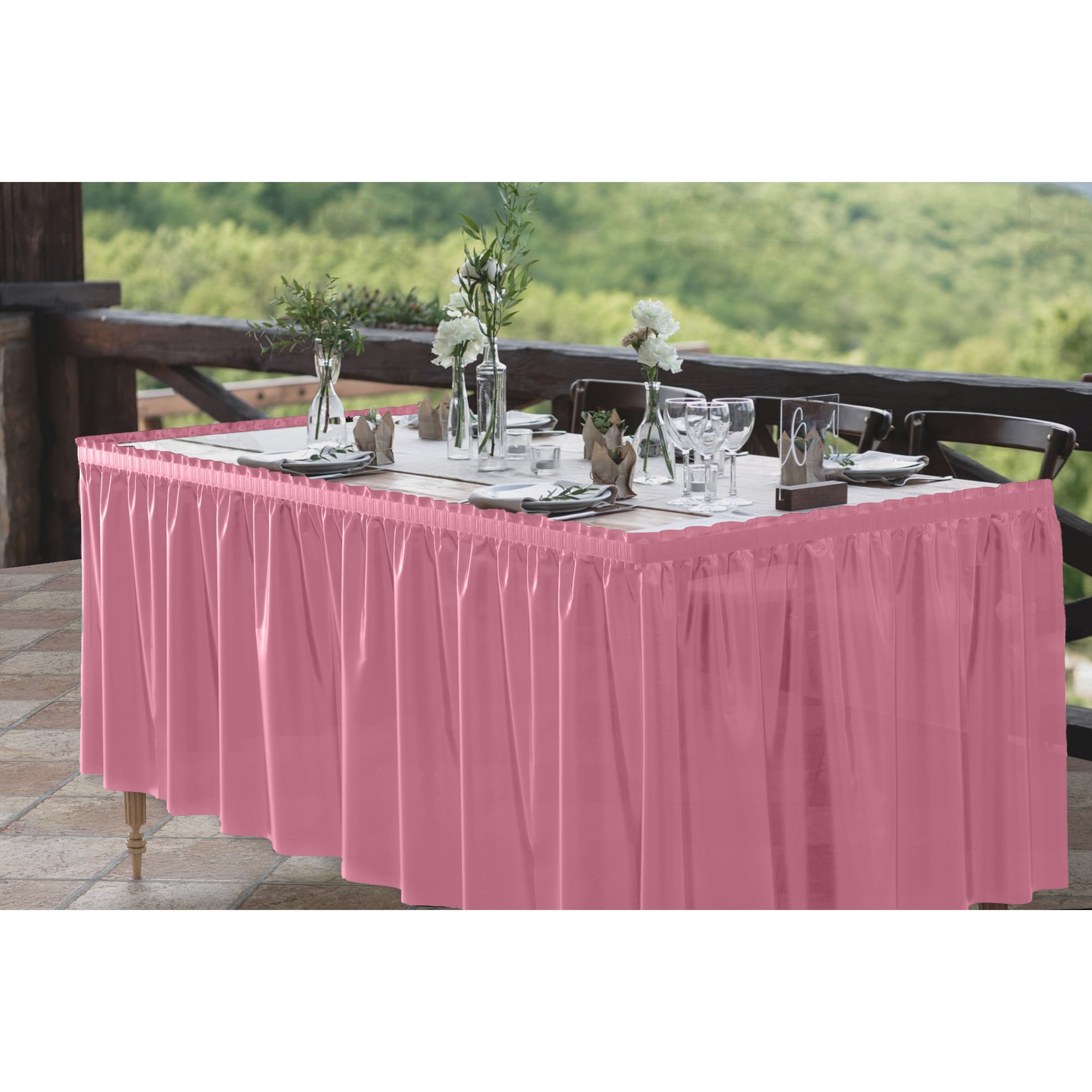 Pink Plastic Table Skirt | Case of 48
