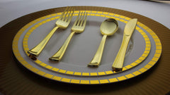 10.25 In. Cream/Gold Slit Design Plates | 10 Count