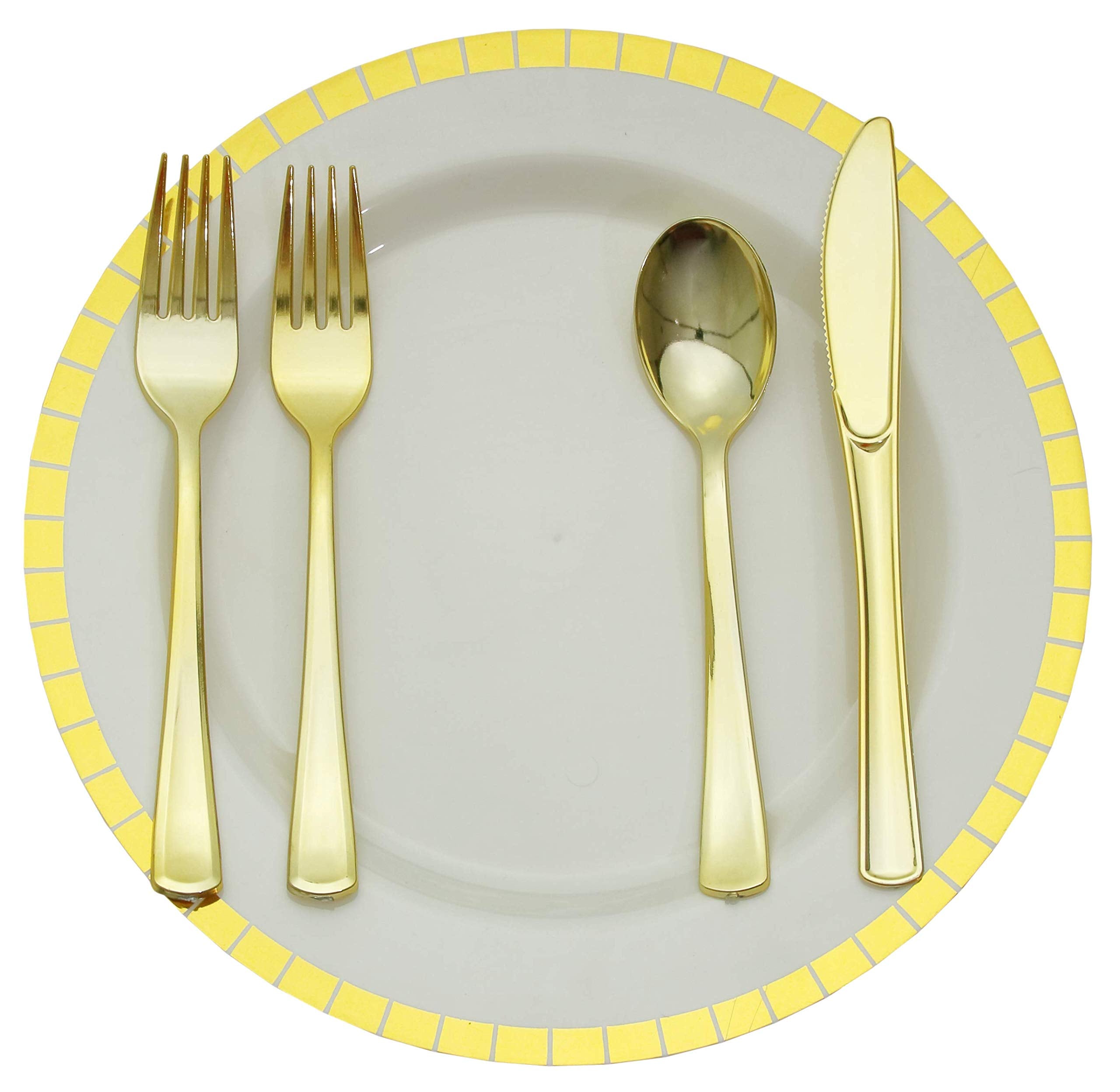 10.25 In. Cream/Gold Slit Design Plates | 10 Count
