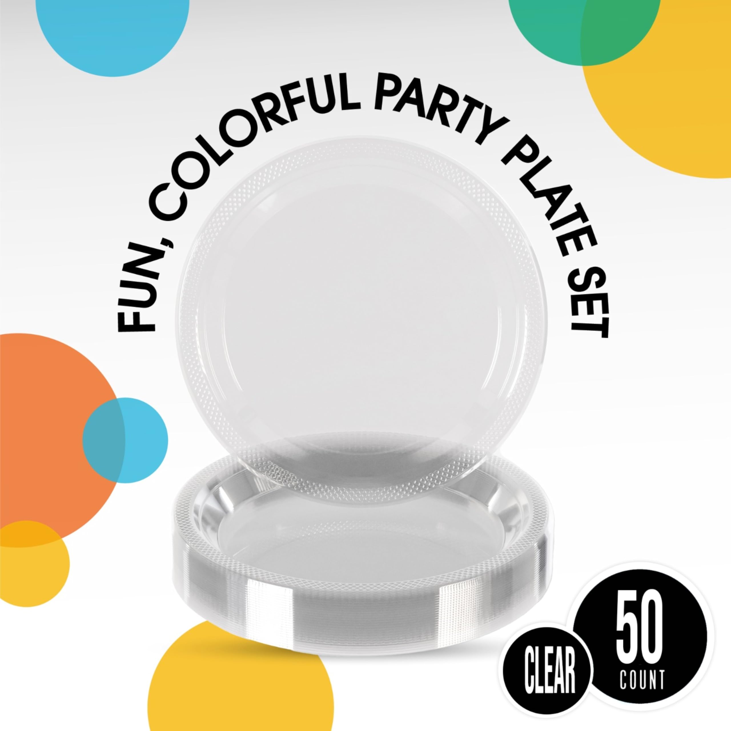 10 In. Clear Plastic Plates | 50 Count