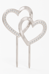Elegant Double Heart Rhinestone Wedding Cake Topper