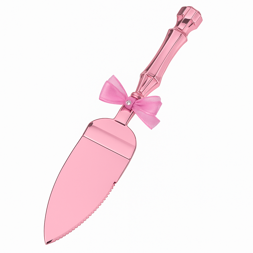 Pink Cake Server with Bow - Baby Shower Delight