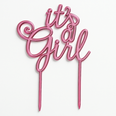 "It's a Girl" Pink Cake Topper for Baby Shower