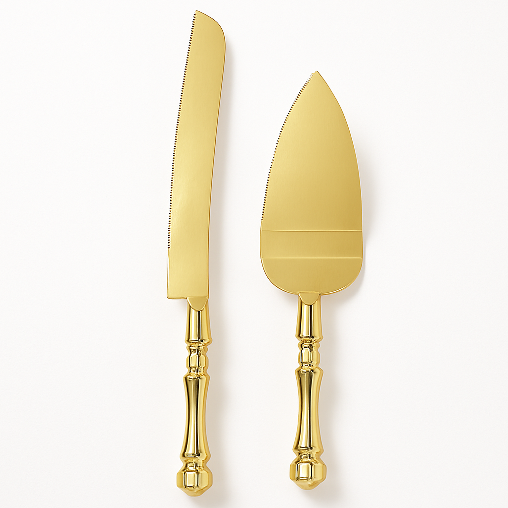 Elegant Electroplated Gold Wedding Server Set