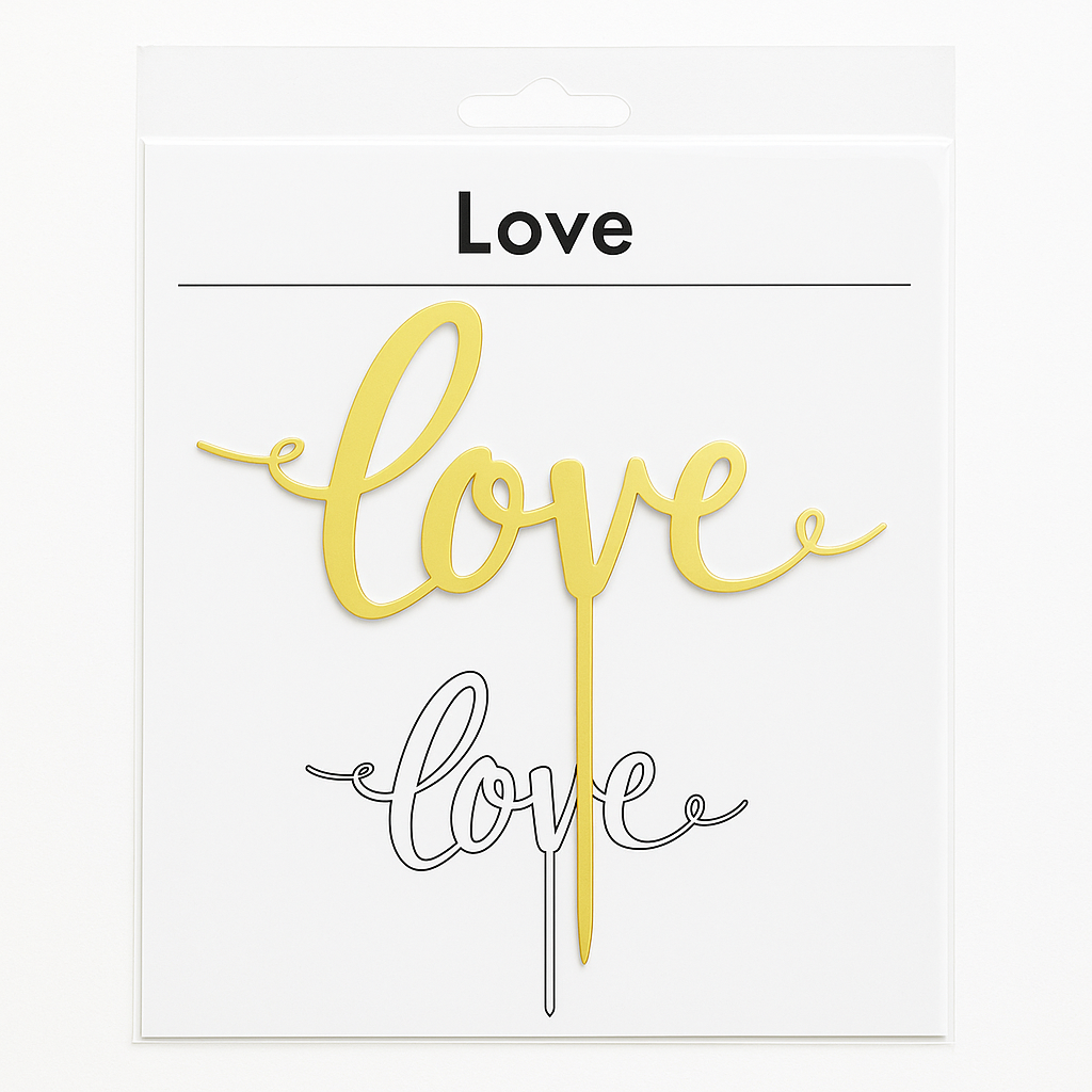 Gold Mirror "Love" Wedding Cake Topper