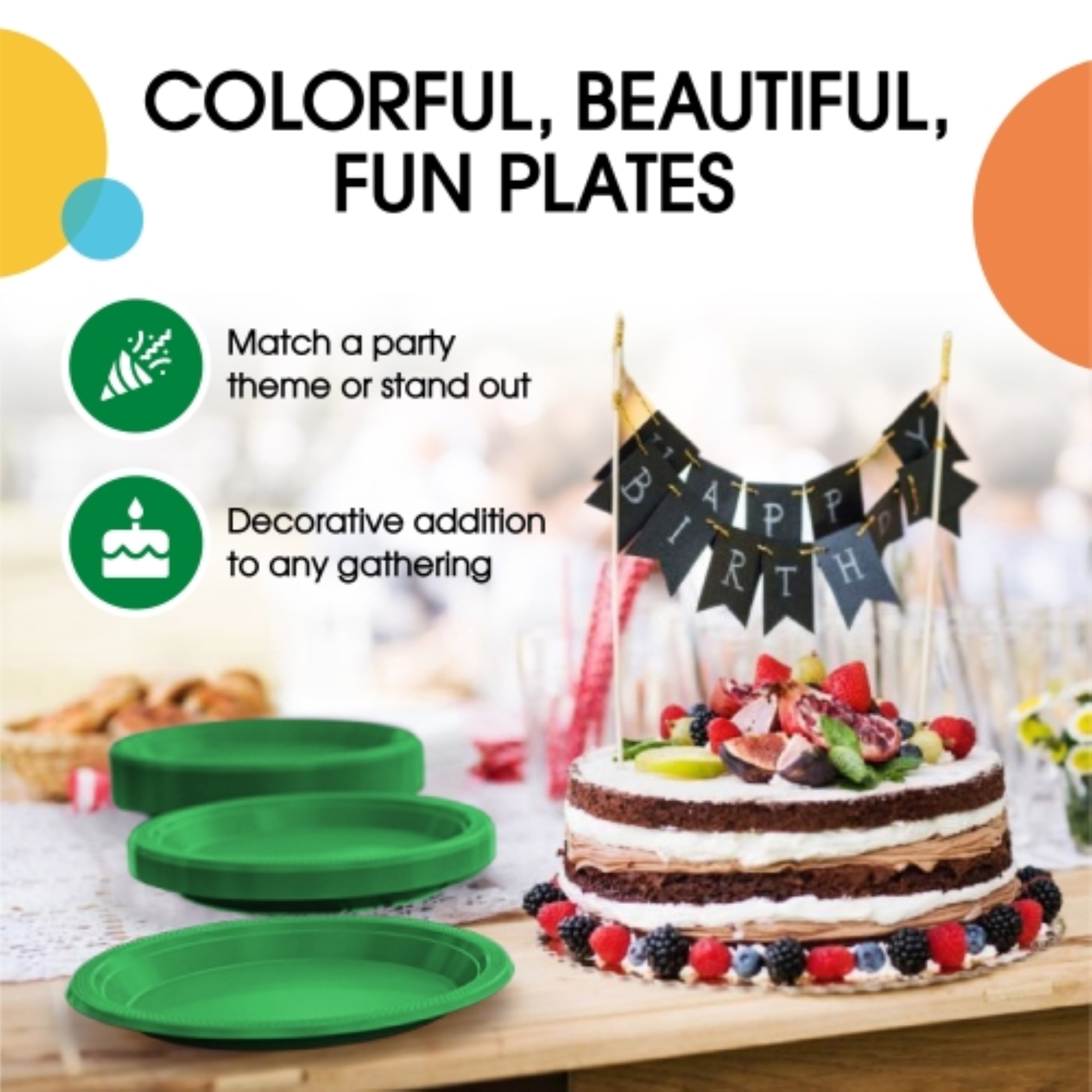 10 In. Emerald Green Plastic Plates | 100 Count
