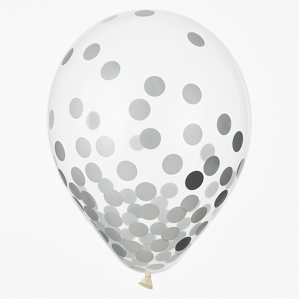 Silver Confetti Latex Balloons - 12" (Pack of 6)