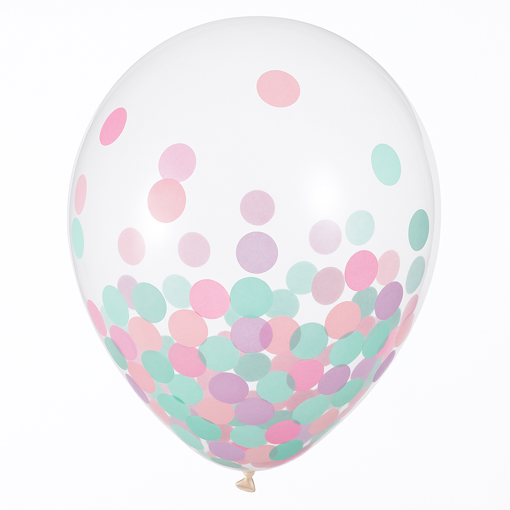 Lavender, Pink & Turquoise Confetti Balloons - 12", 6-Pack