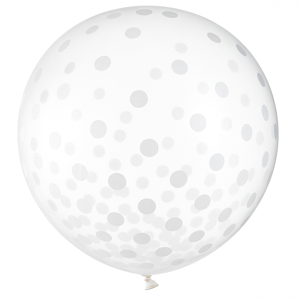 White Confetti Latex Balloons, 24-Inch, 2-Pack