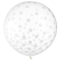 White Confetti Latex Balloons, 24-Inch, 2-Pack