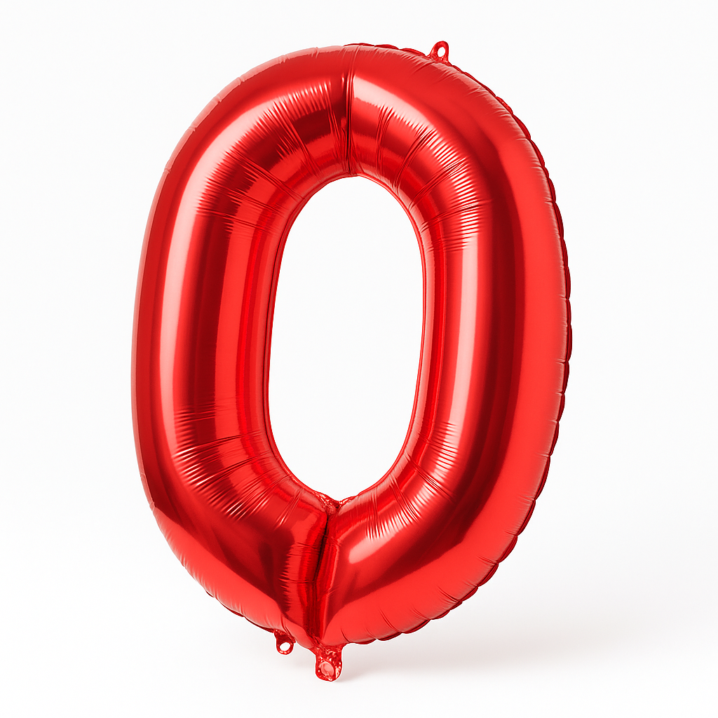 Large Red Number "0" Metallic Foil Balloon
