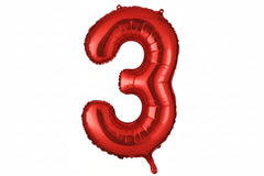 Red Metallic Number 3 Foil Balloon