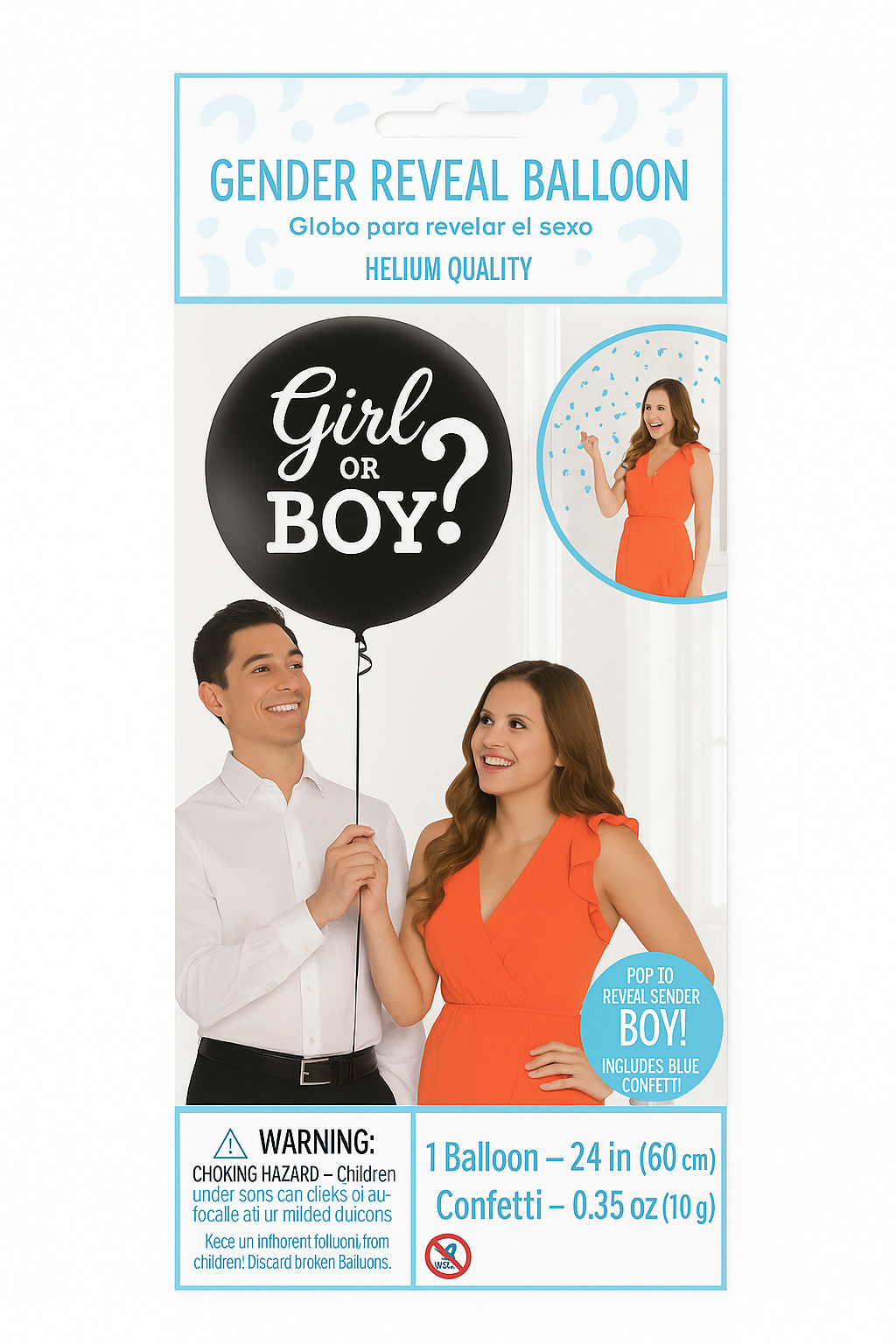 "Girl or Boy?" Gender Reveal Confetti Balloon - 24-Inch
