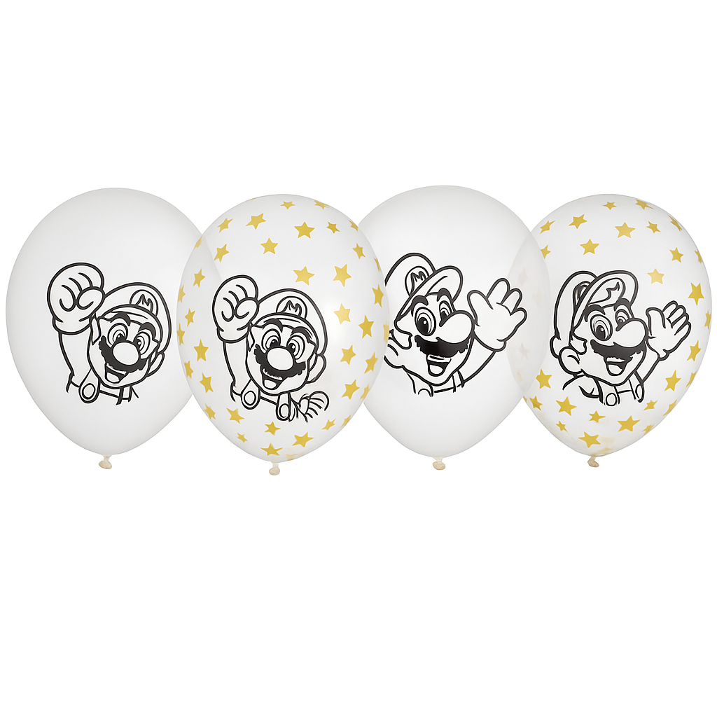 Nintendo Super Mario Bros Confetti Latex Balloons - 12", 6-Pack