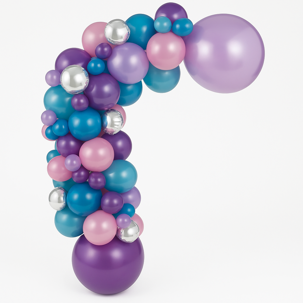 Cosmic Pearl Balloon Garland Kit - Purple, Blue & Silver