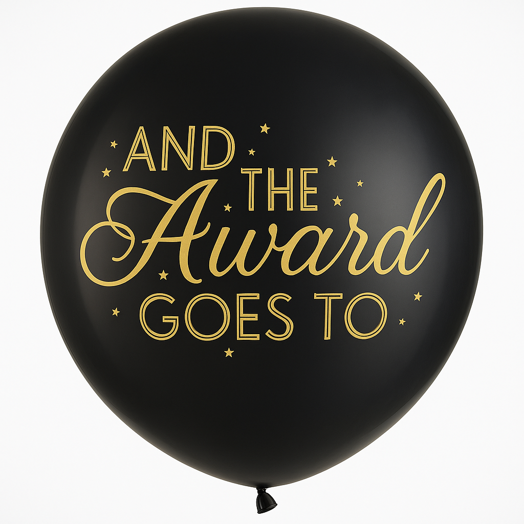 "And The Award Goes To" Jumbo Latex Balloon - Black/Gold, 24-Inch
