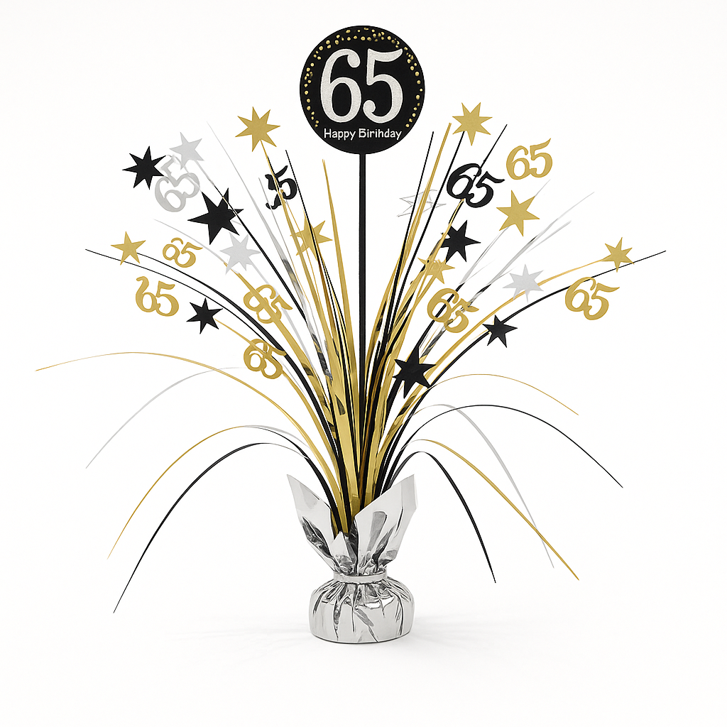 Sparkling 65th Birthday Celebration Centerpiece Spray