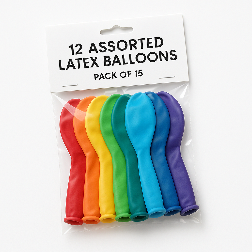 12" Assorted Latex Balloons - Pack of 15