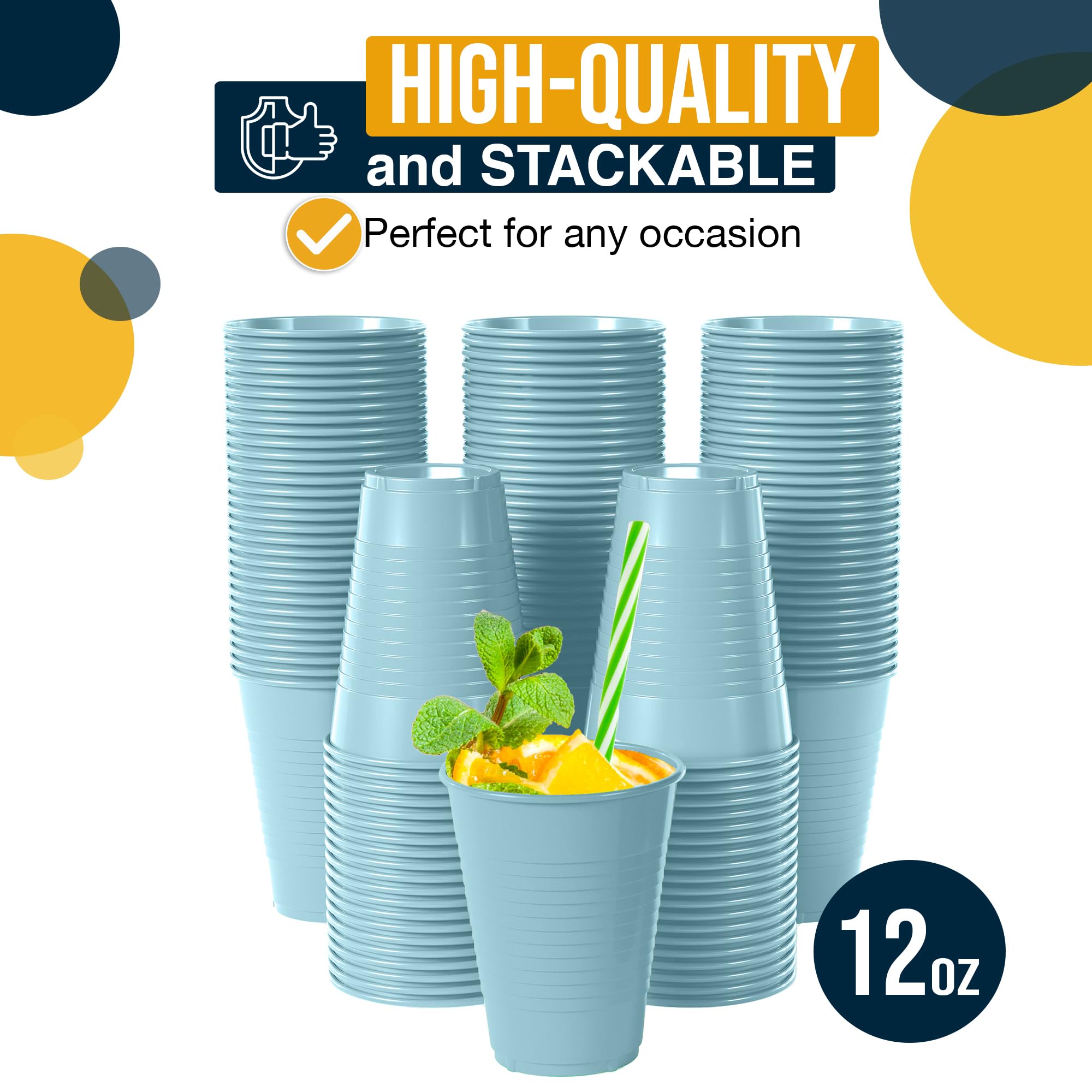 Little Gym - 12 Oz. Light Blue Plastic Cups | 100 Count