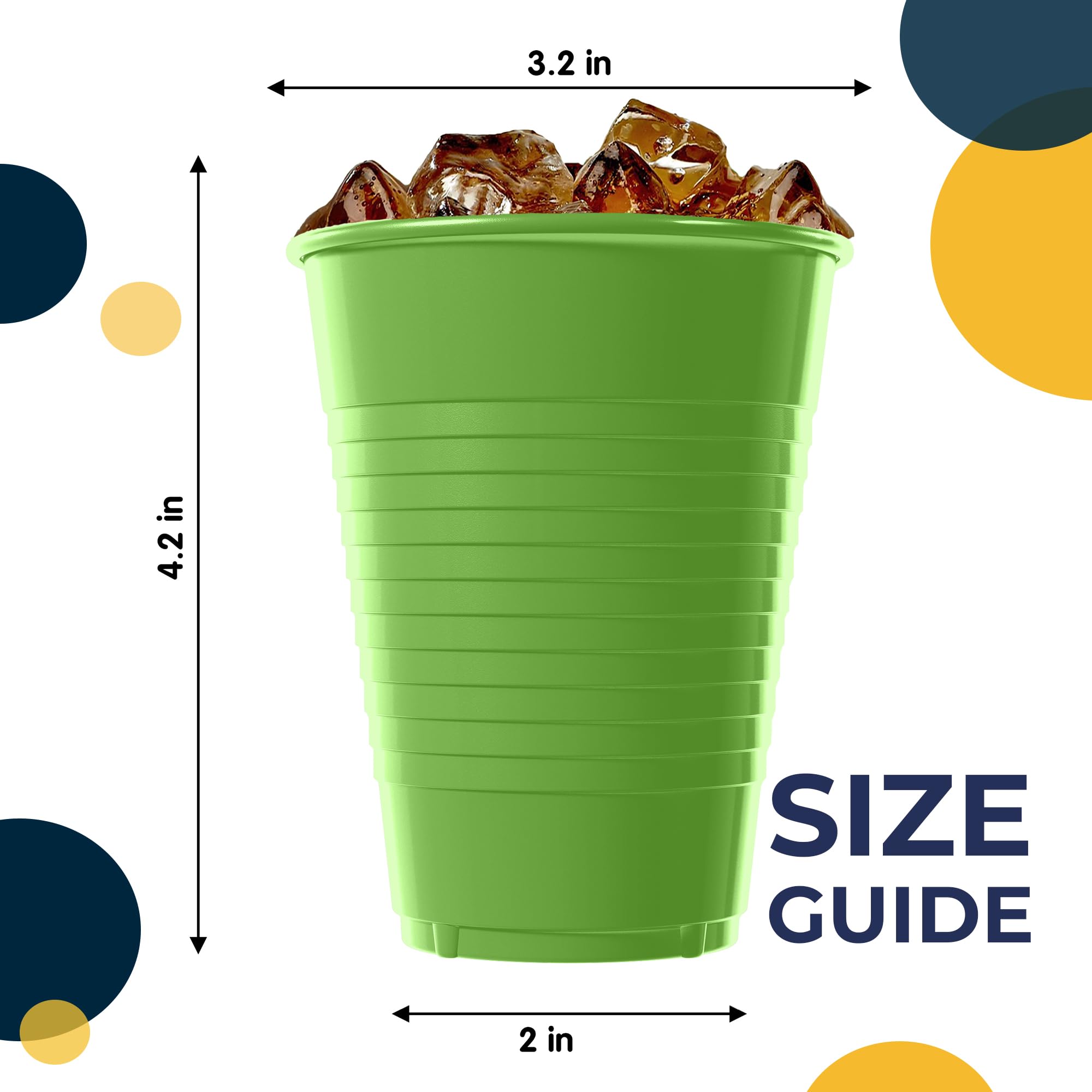 12 Oz. Lime Green Plastic Cups | 50 Count