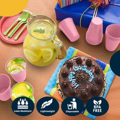 12 Oz. Pink Plastic Cups | 50 Count