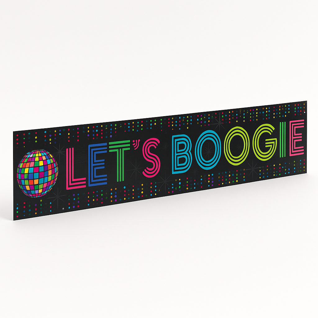 "Let's Boogie" Disco Fever Banner, 25-ft - Retro 70s Party Decoration