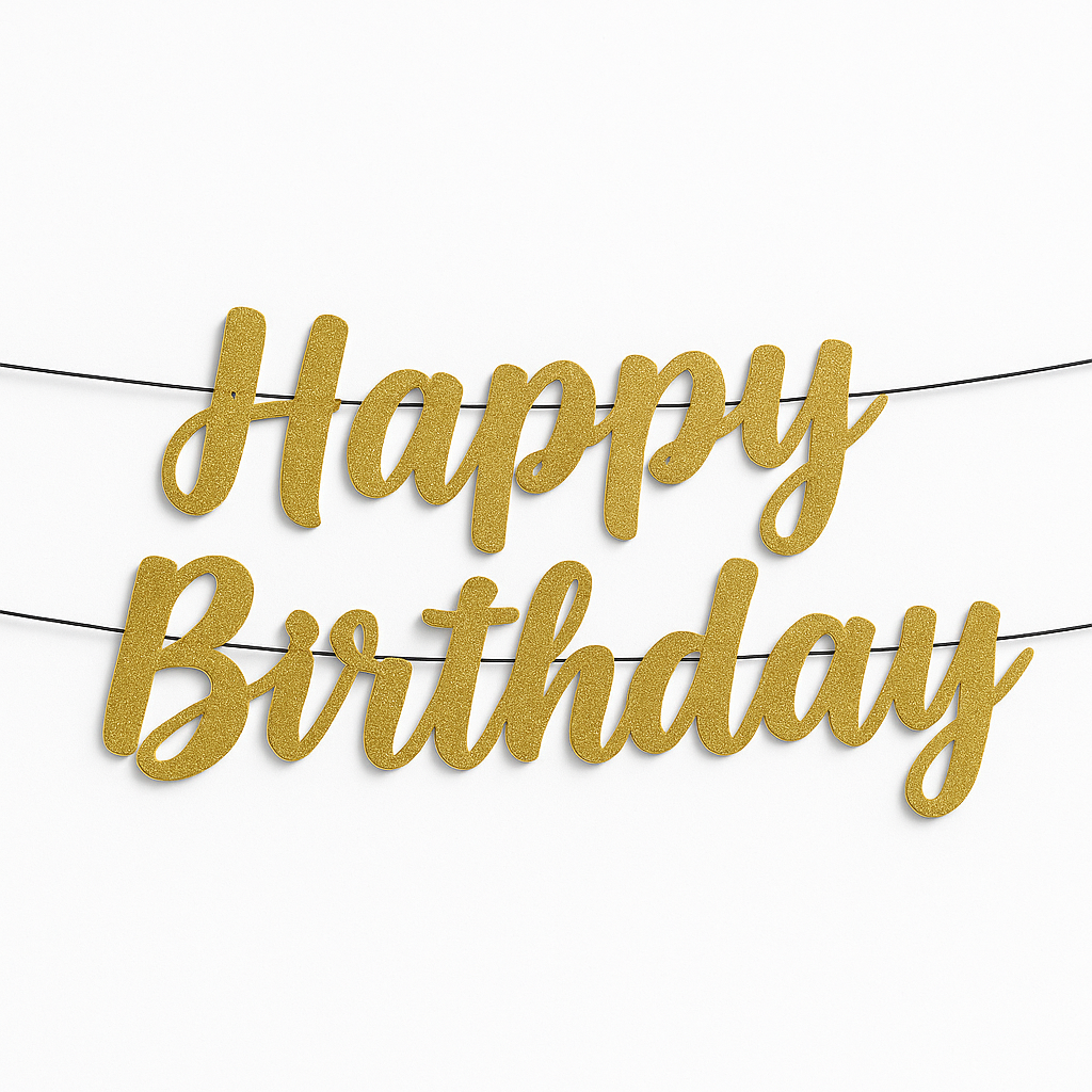 Gold Glitter Birthday Celebration Banner
