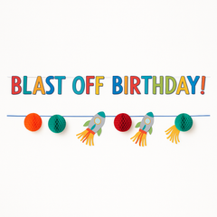Blast Off Birthday Banner Kit for Baby's First Birthday