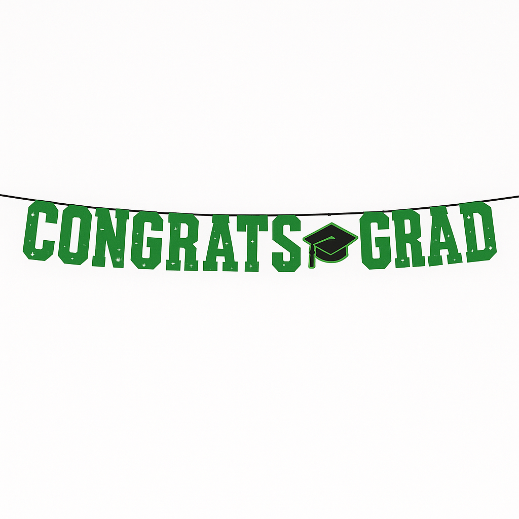 "Congrats Grad" Orange Letter Banner Decoration, 12-ft